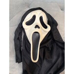 Vintage Scream Ghostface Mask Easter Unlimited Inc MK Stamp Hooded Horror Mask